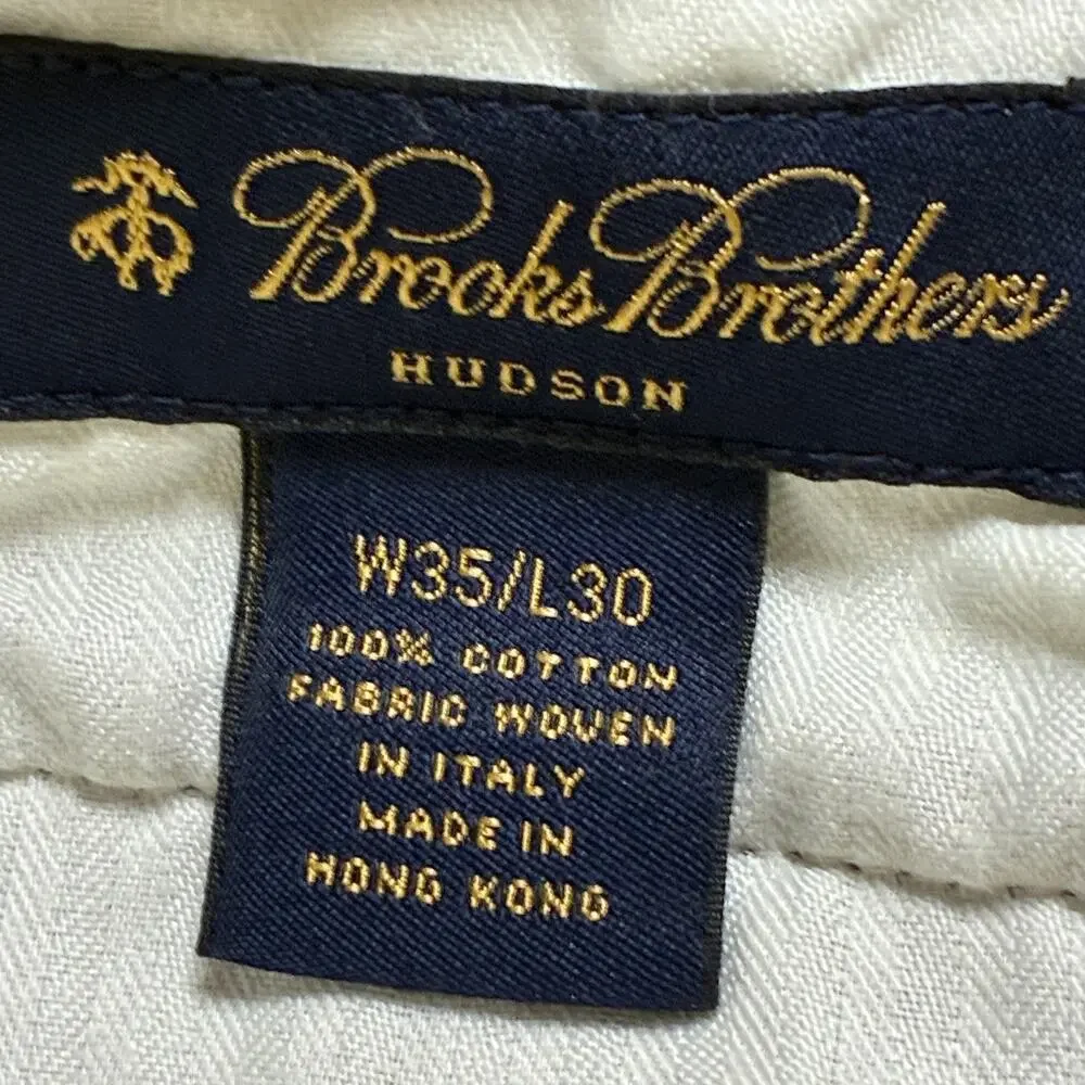 Vintage Brooks Brothers Hudson Pants Mens 35 x 30 Tan Flat Front Straight Chino